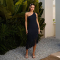 One shoulder fringe dress