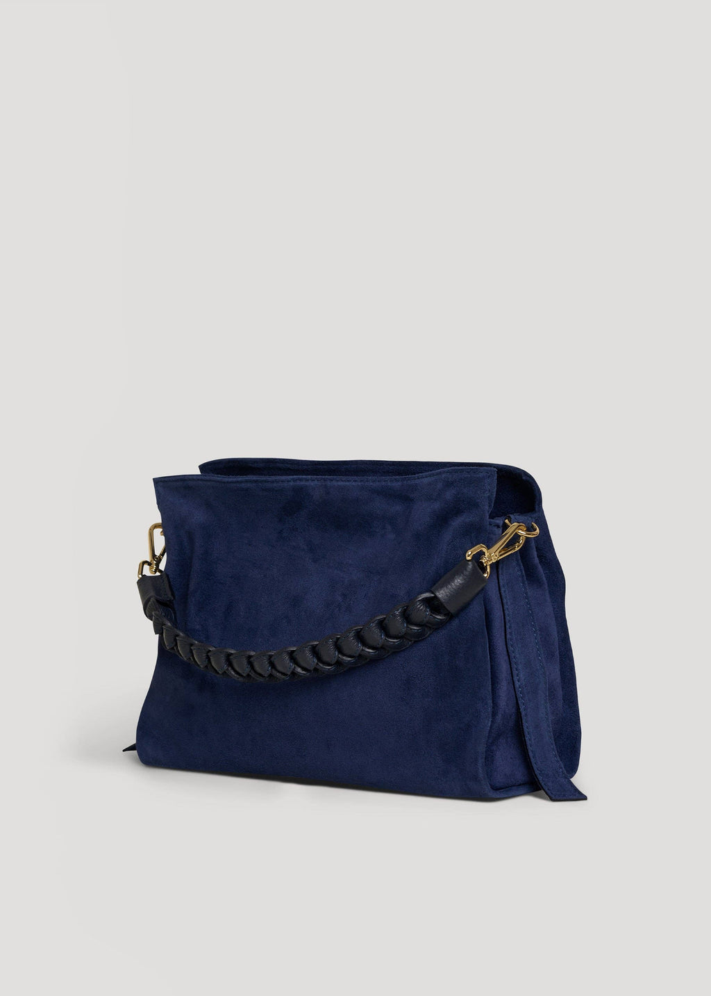 Braid Bag in Navy Blue Suede and Dollar Leather