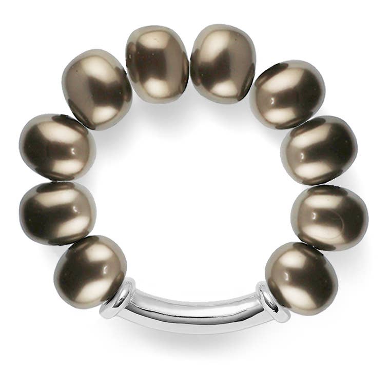 Espresso Pebble & Sterling Bracelet