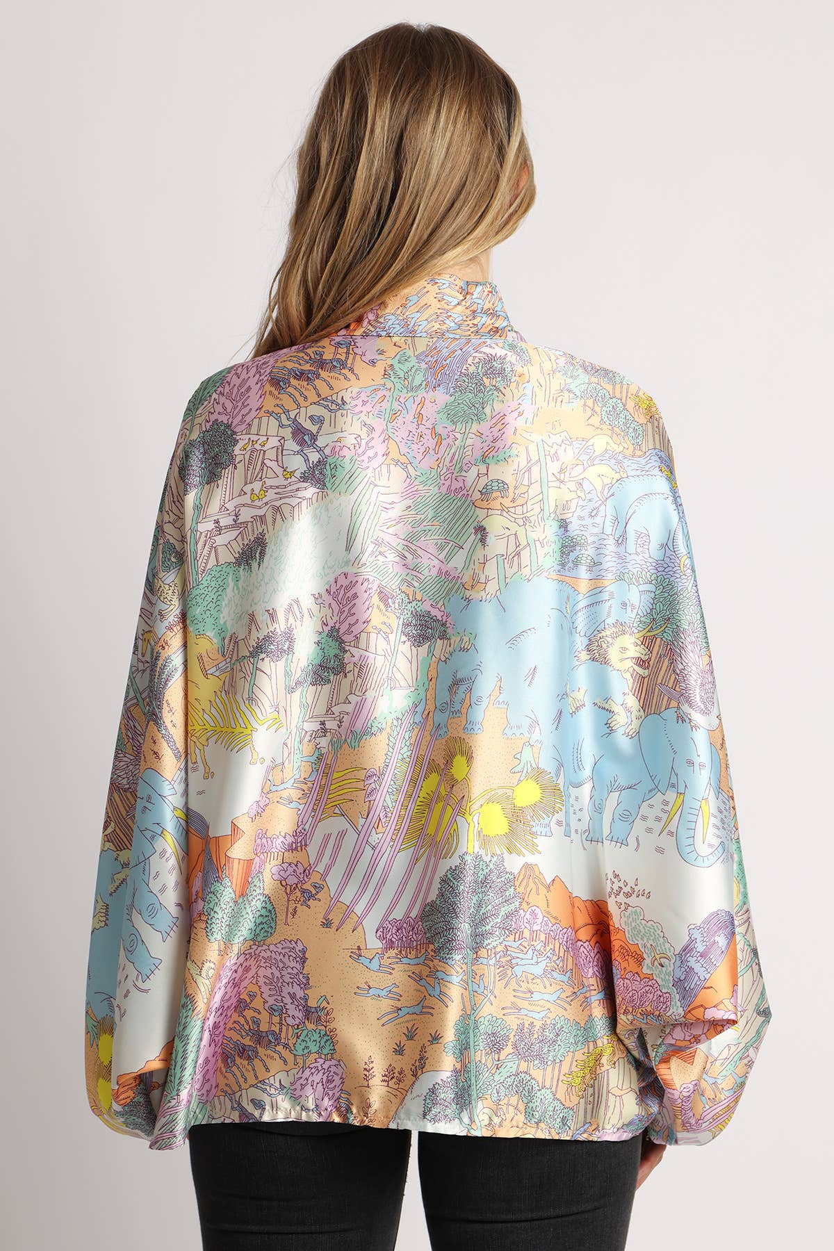 Multicolor Safari Satin Blouse