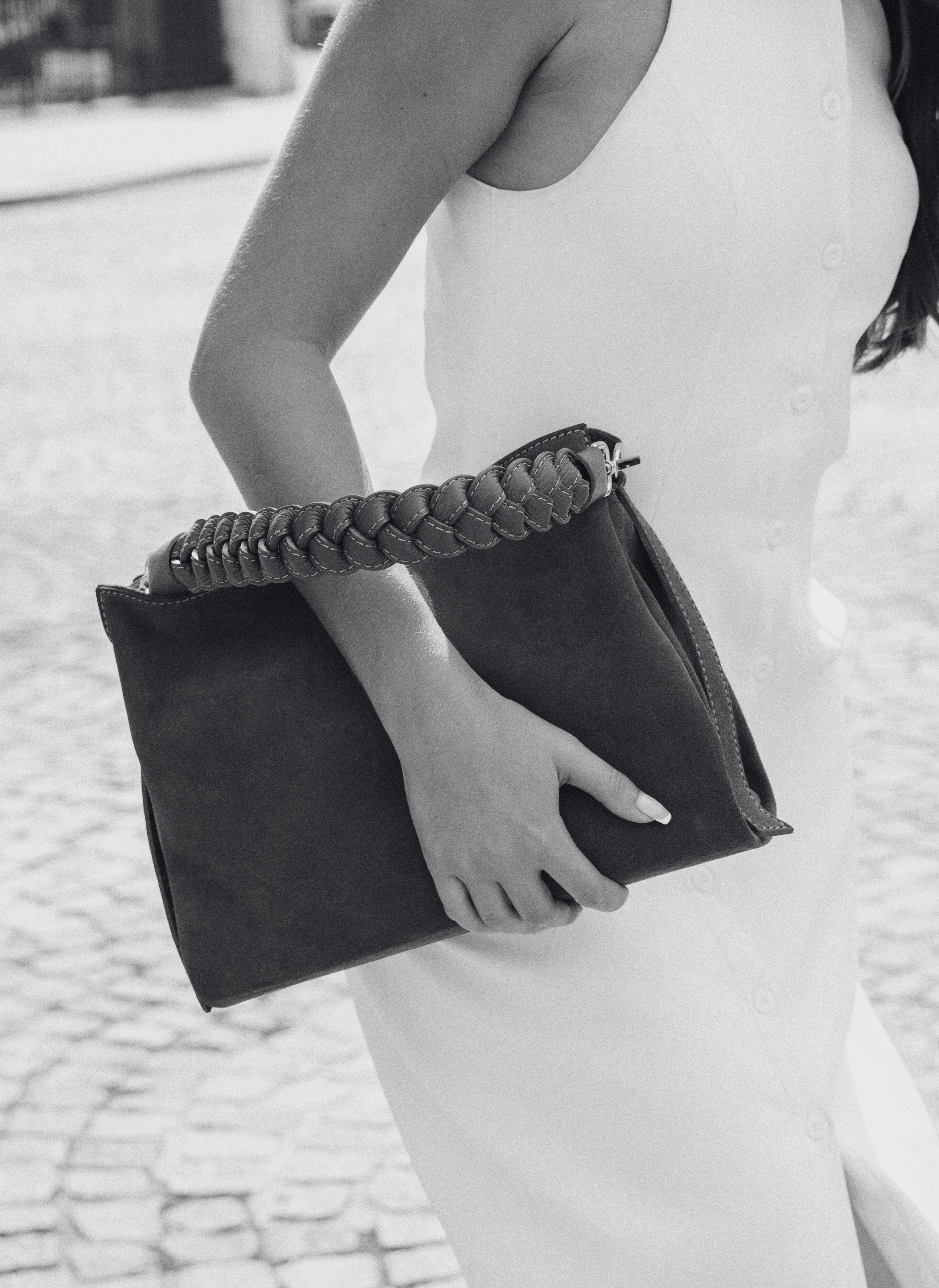 Braid Bag in Dark Brown Suede and Dollar Leather
