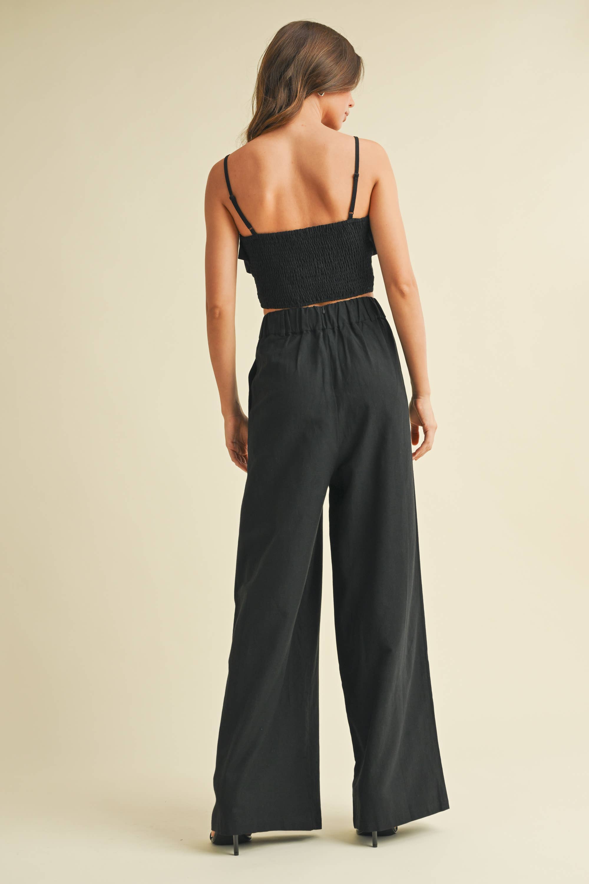 Flowered Crop Top and Wide Leg Pants