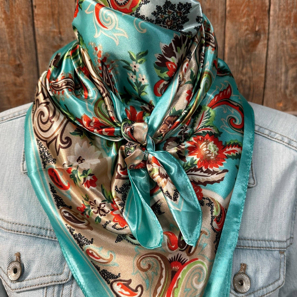 Turquoise Paisley Wild Rag / Scarf