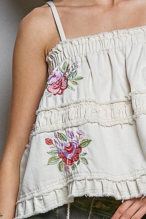 Floral Raw Edge Top