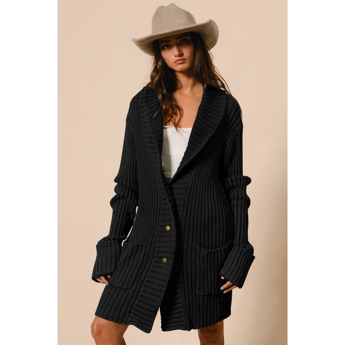 WASHED SHAWL COLLARED LONG SWEATER CARDIGAN