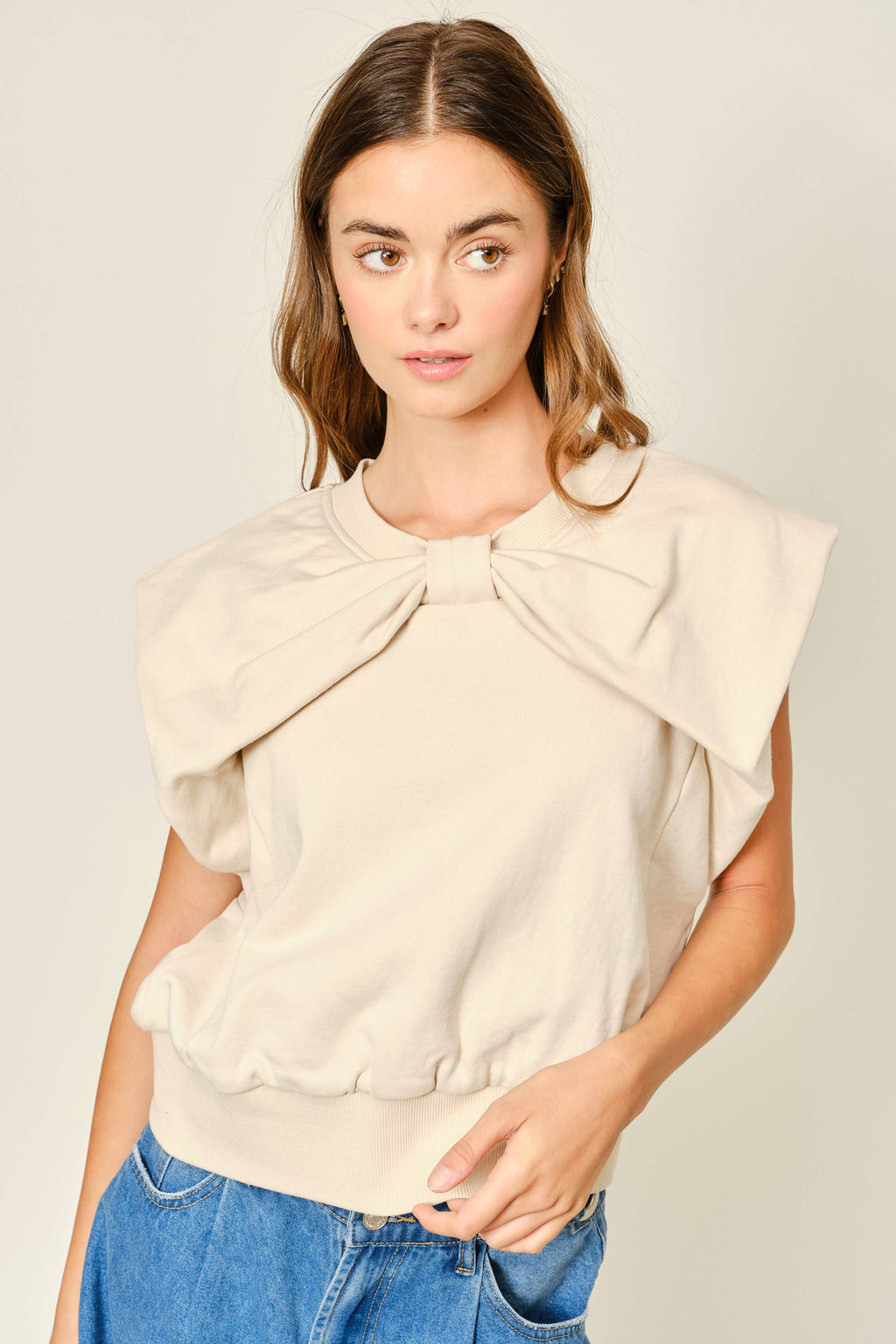 AJT5668 CASUAL RIBBON DETAIL SWEATSHIRTS