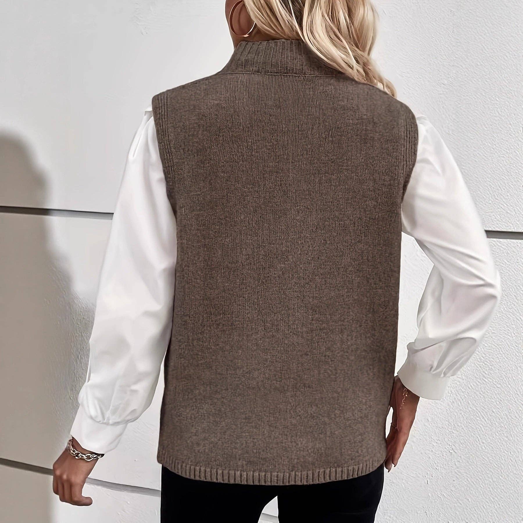 Slit Vest Lightweight Brown