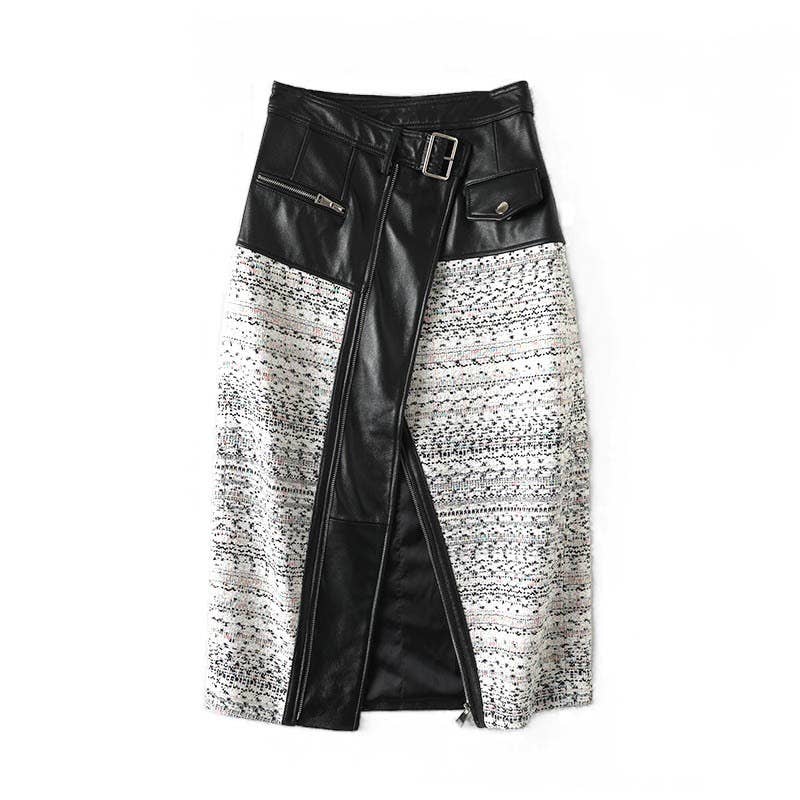 Handmade Sheepskin and Jacquard Skirt