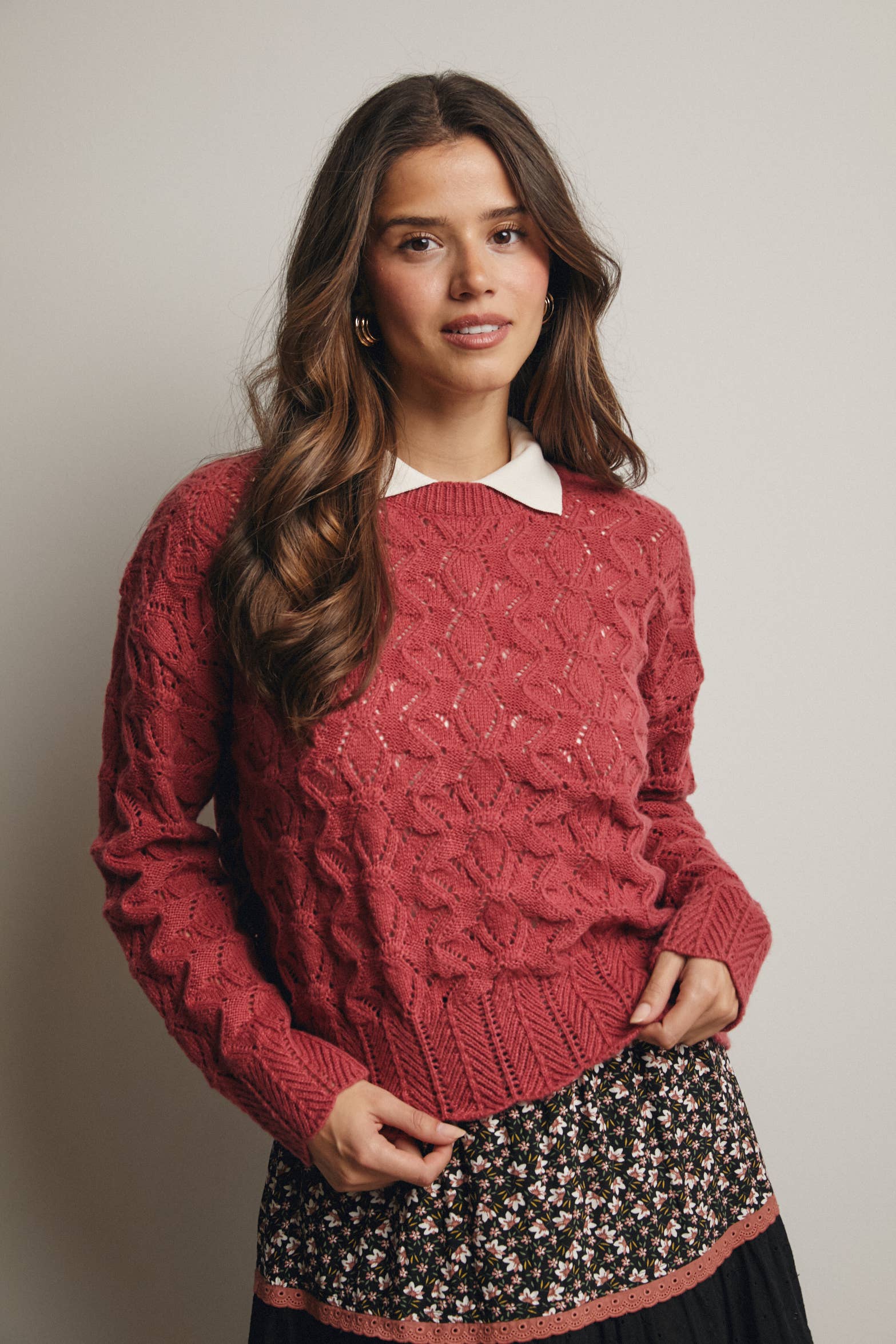 Open-Knit Pointelle Sweater