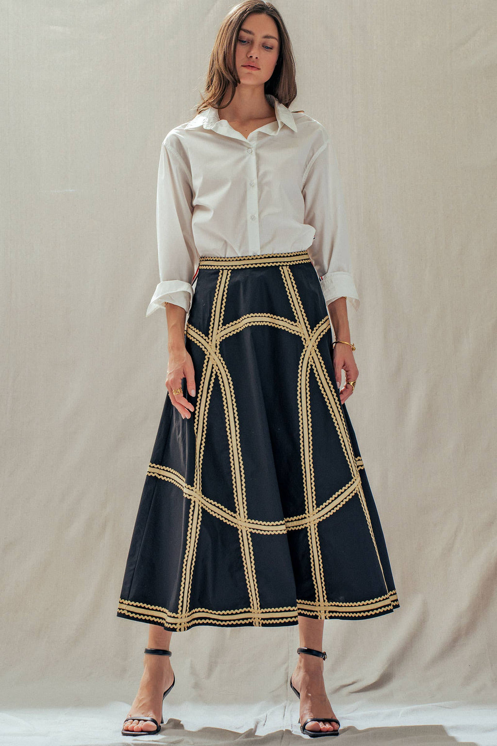 Contrast Trim A-Line Skirt