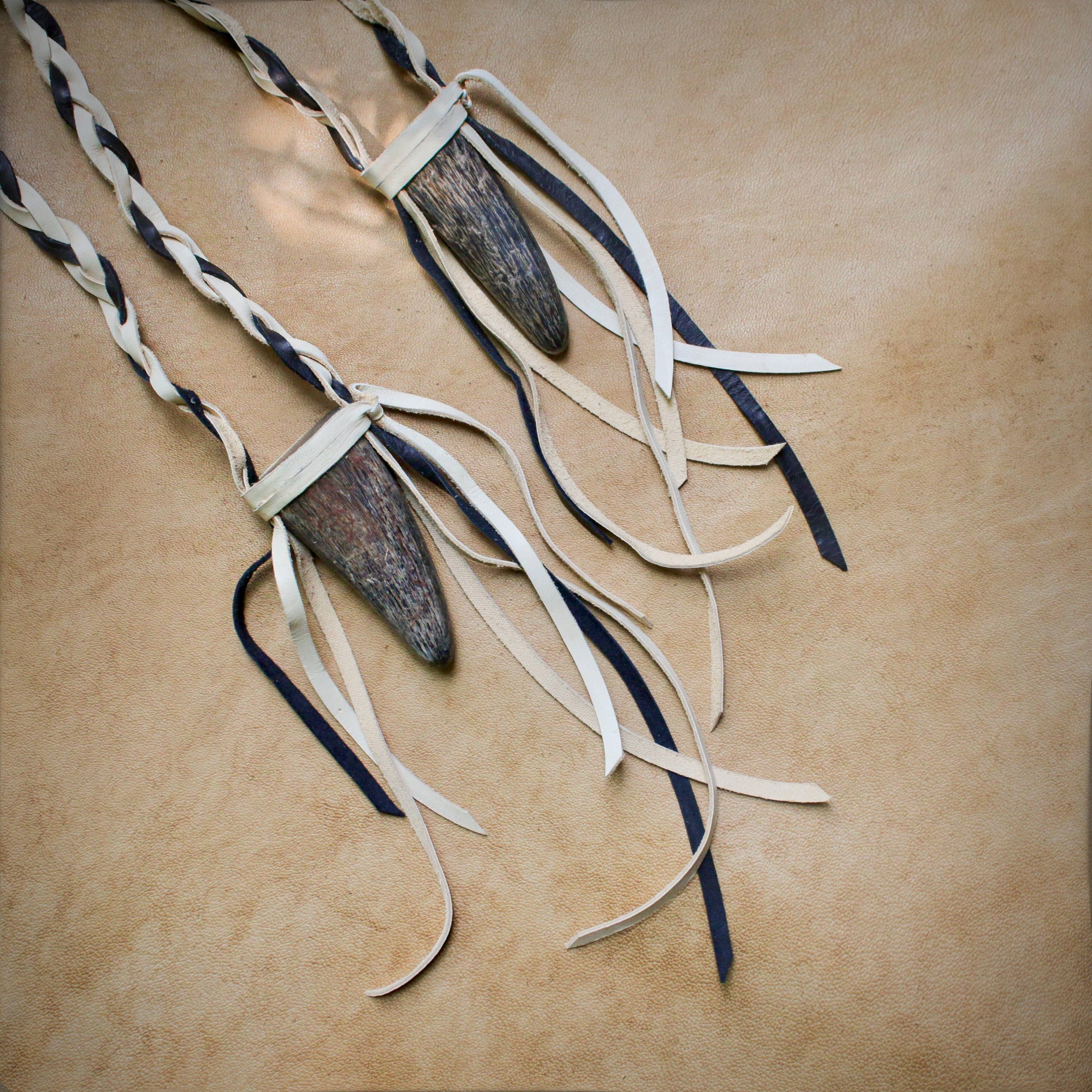 Buffalo Horn Necklace - Cream, Real Horn, Braided Necklace