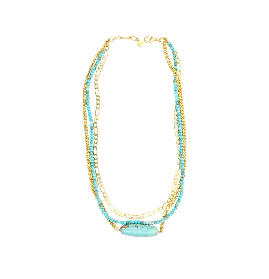 Palladio Triple Strand Necklace In Turquoise Blue