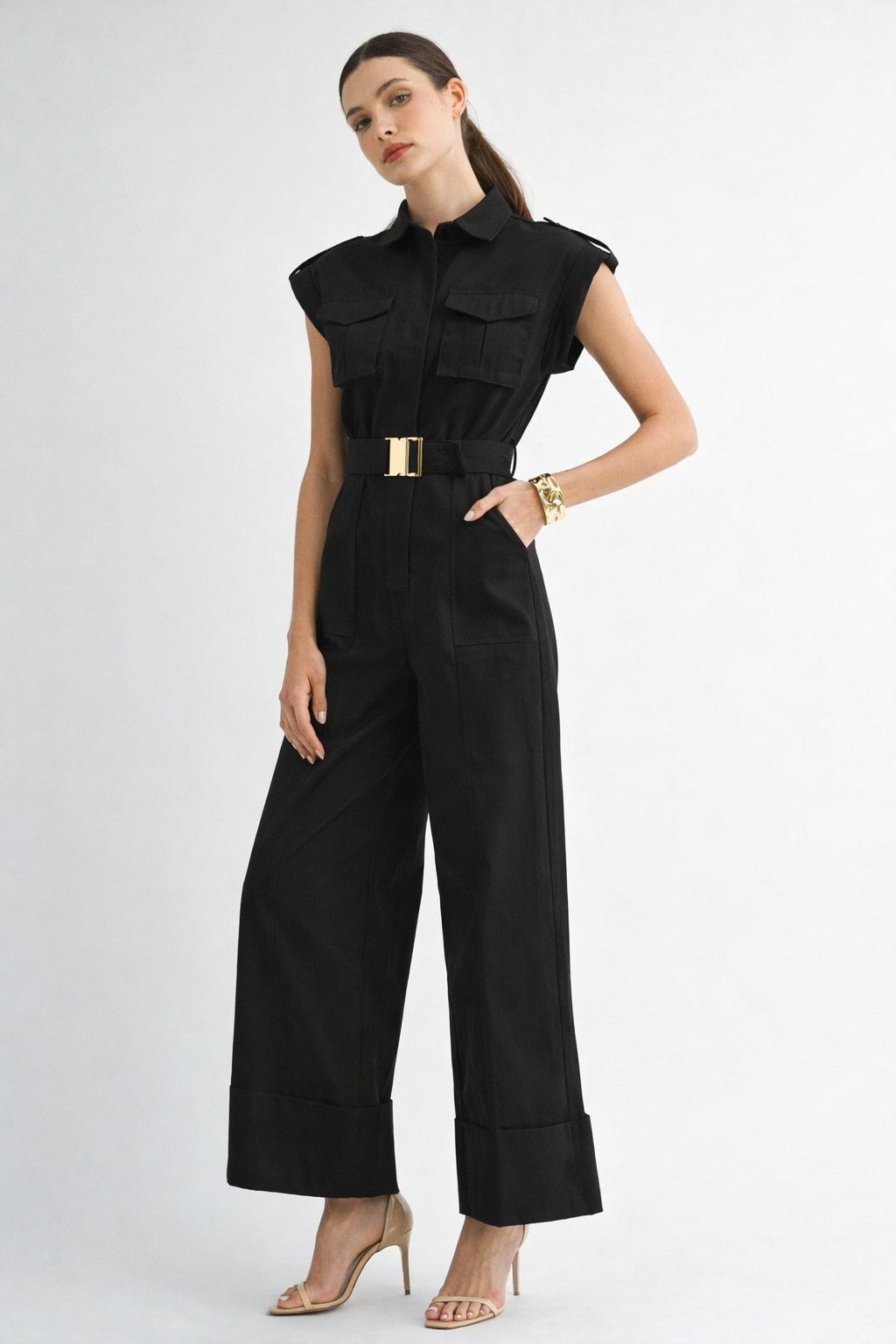 Structured Utility Belted Jumpsuit