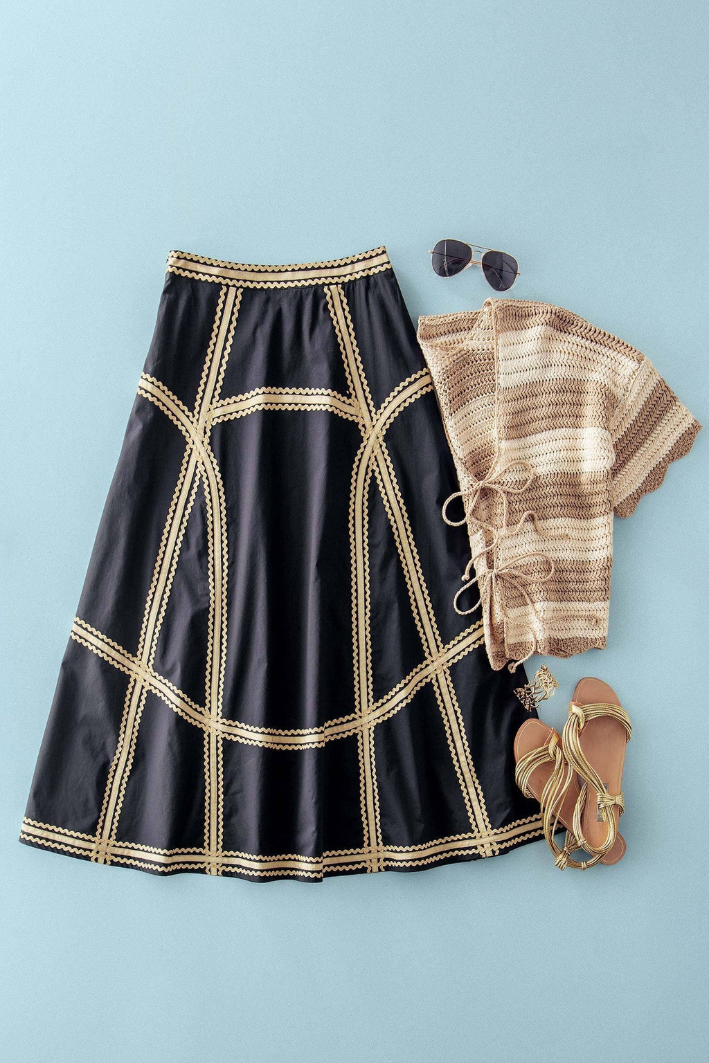 Contrast Trim A-Line Skirt