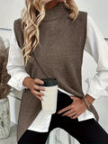 Slit Vest Lightweight Brown