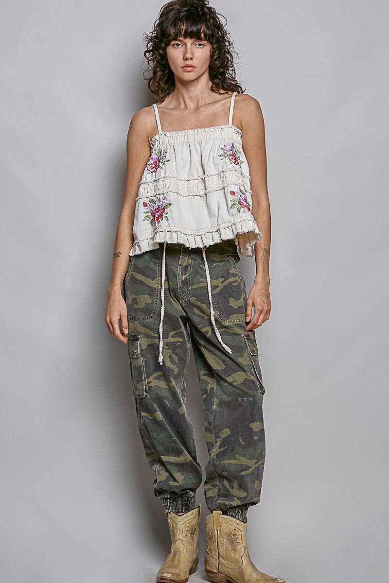 Floral Raw Edge Top
