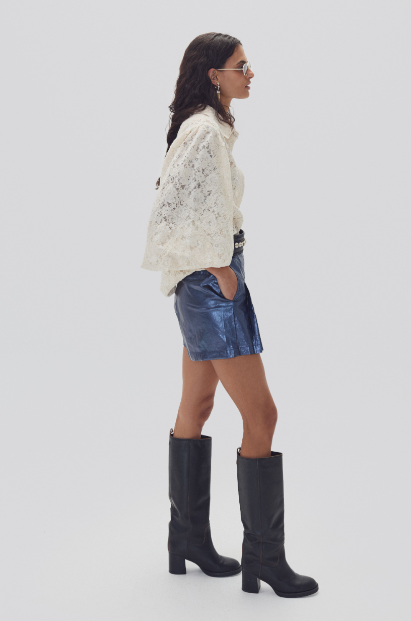 Claire Cotton Lace Shirt - Natural
