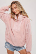 FAUX SHEARLING CONTRAST HOODIE