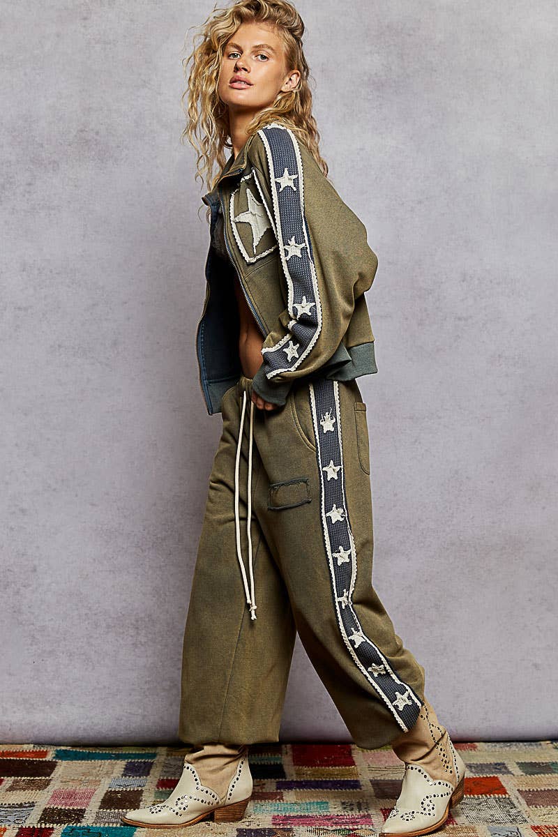 Long sleeve French terry star patch jacket