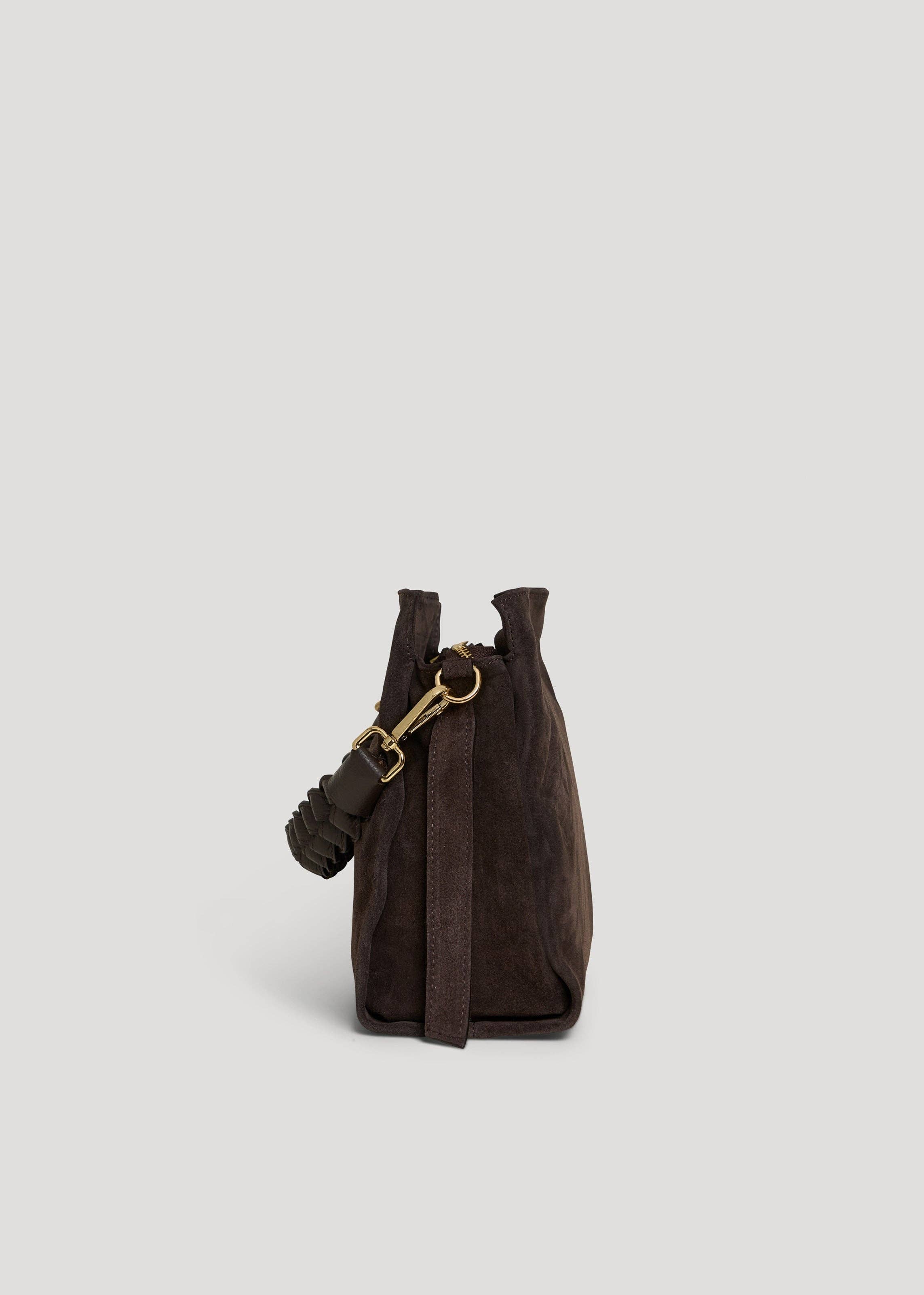 Braid Bag in Dark Brown Suede and Dollar Leather