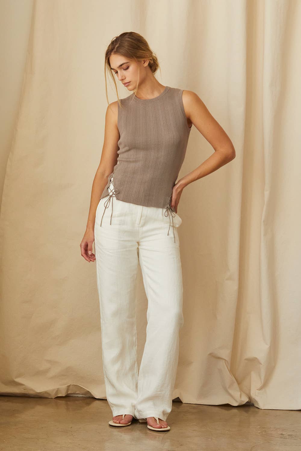 Estefania Linen Ribbed Tank