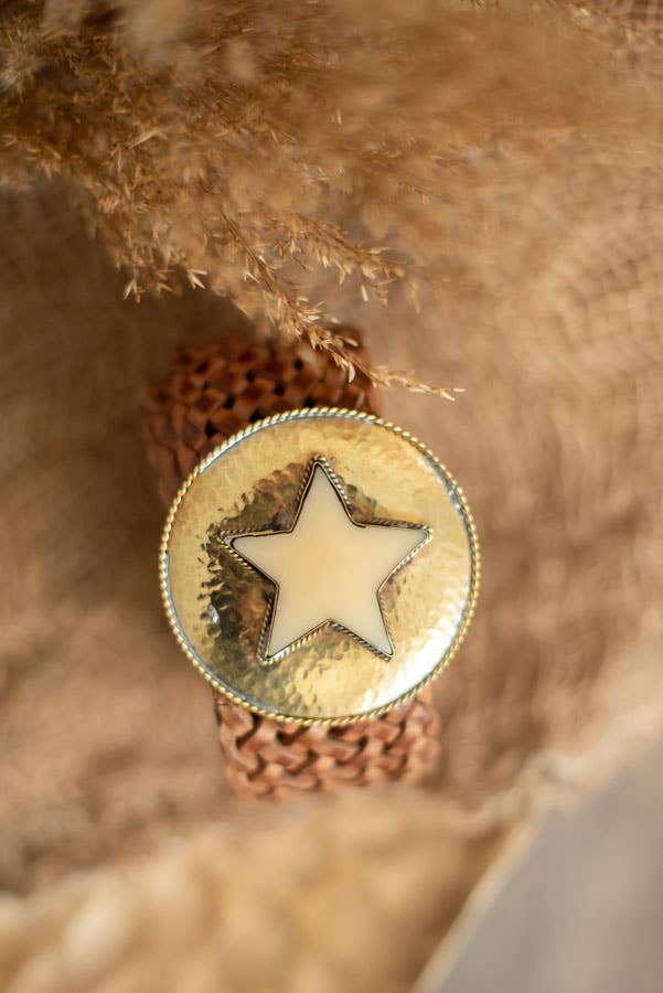 BROWN LEATHER BELT STAR