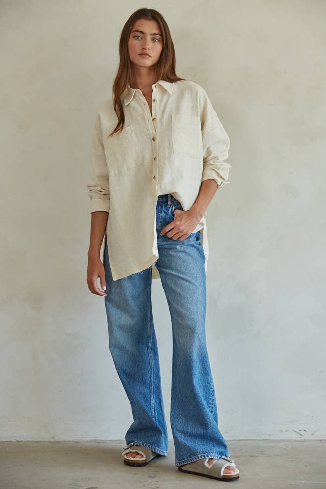 Linen Cotton Long Sleeve Button Down