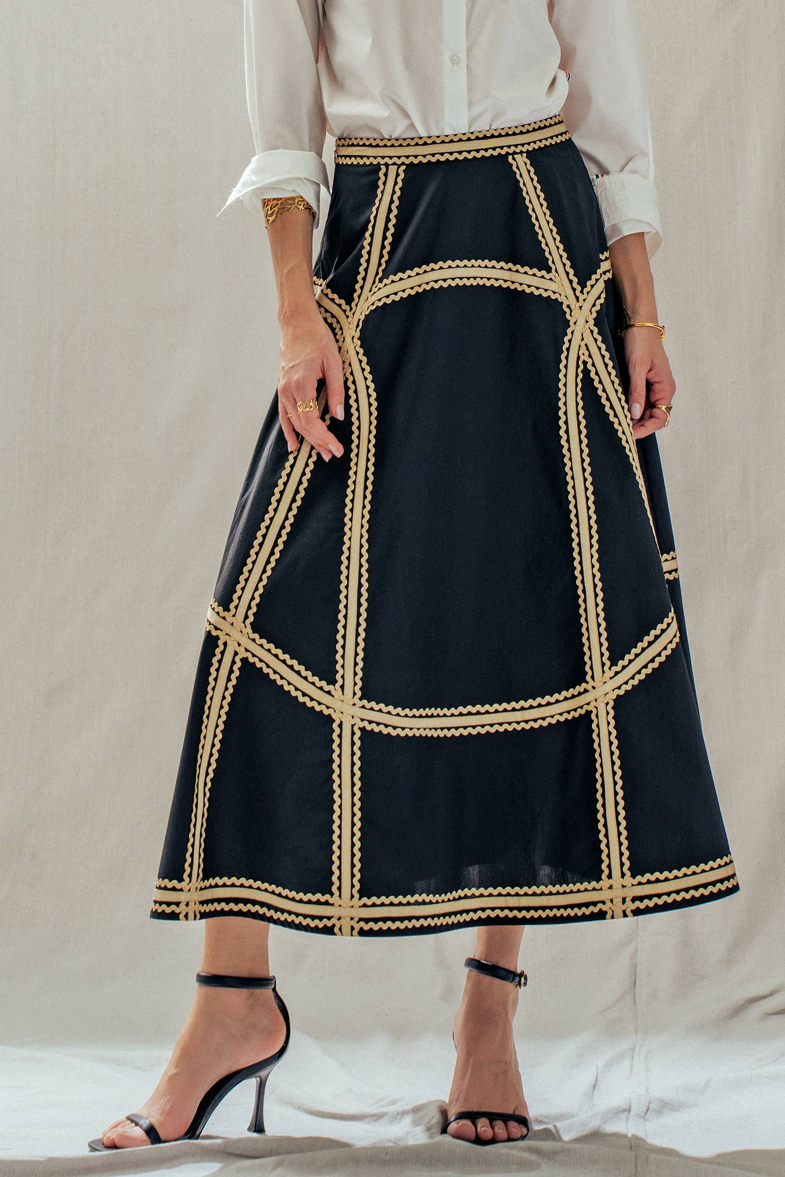 Contrast Trim A-Line Skirt