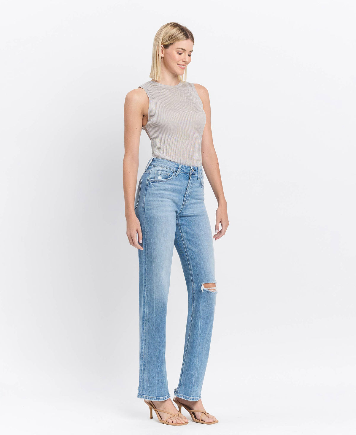 HIGH RISE SLIM WIDE JEANS