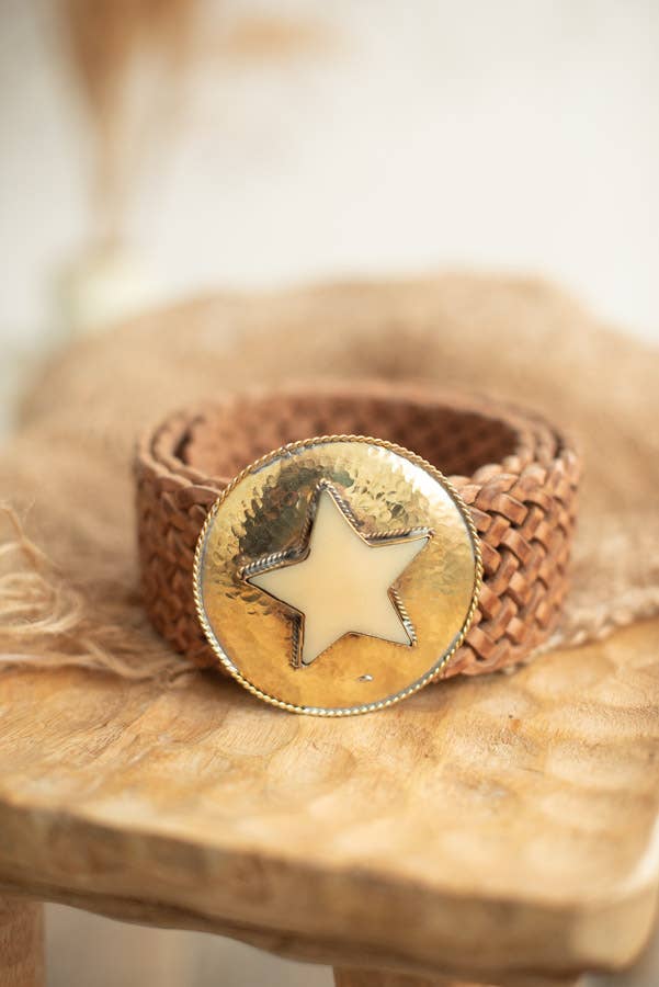 BROWN LEATHER BELT STAR
