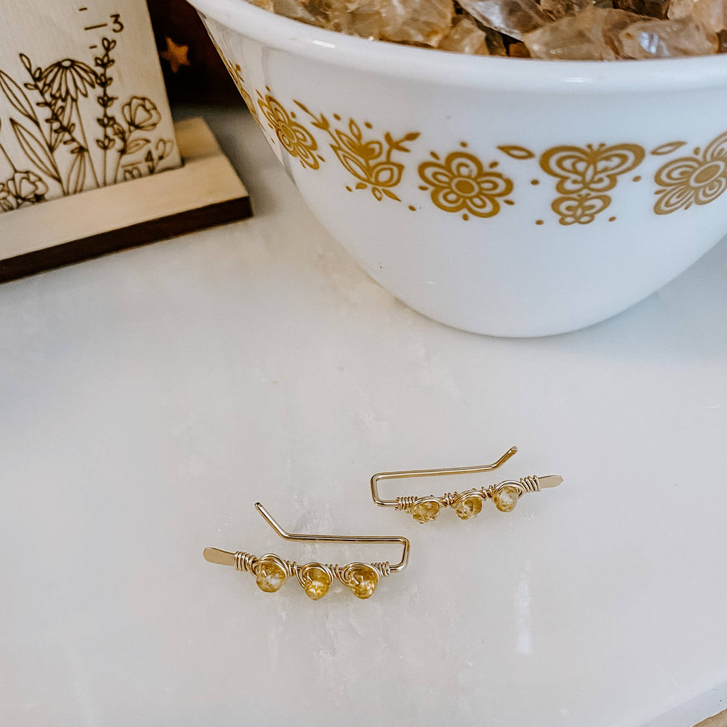 Stay Golden Citrine Ear Climbers