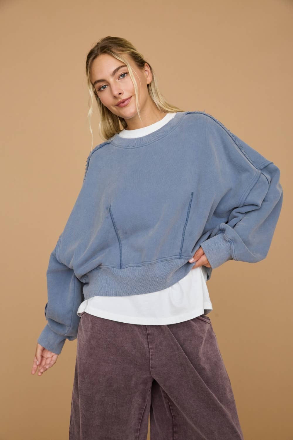 Washed Cropped Oversized Sweatshirt