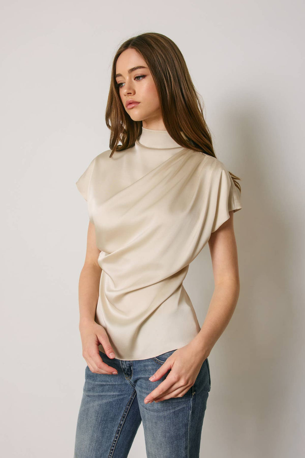 Draped Satin Blouse