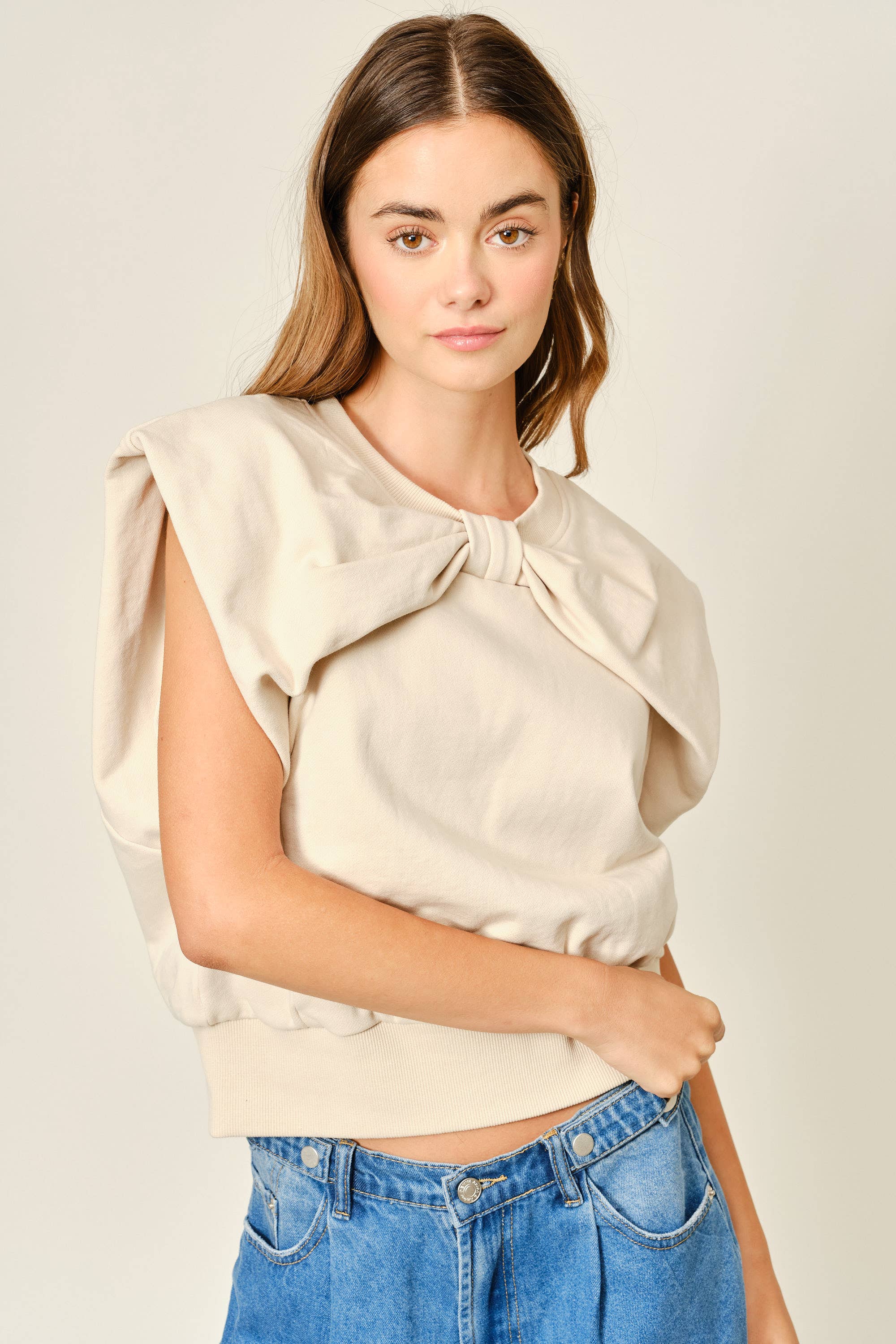AJT5668 CASUAL RIBBON DETAIL SWEATSHIRTS