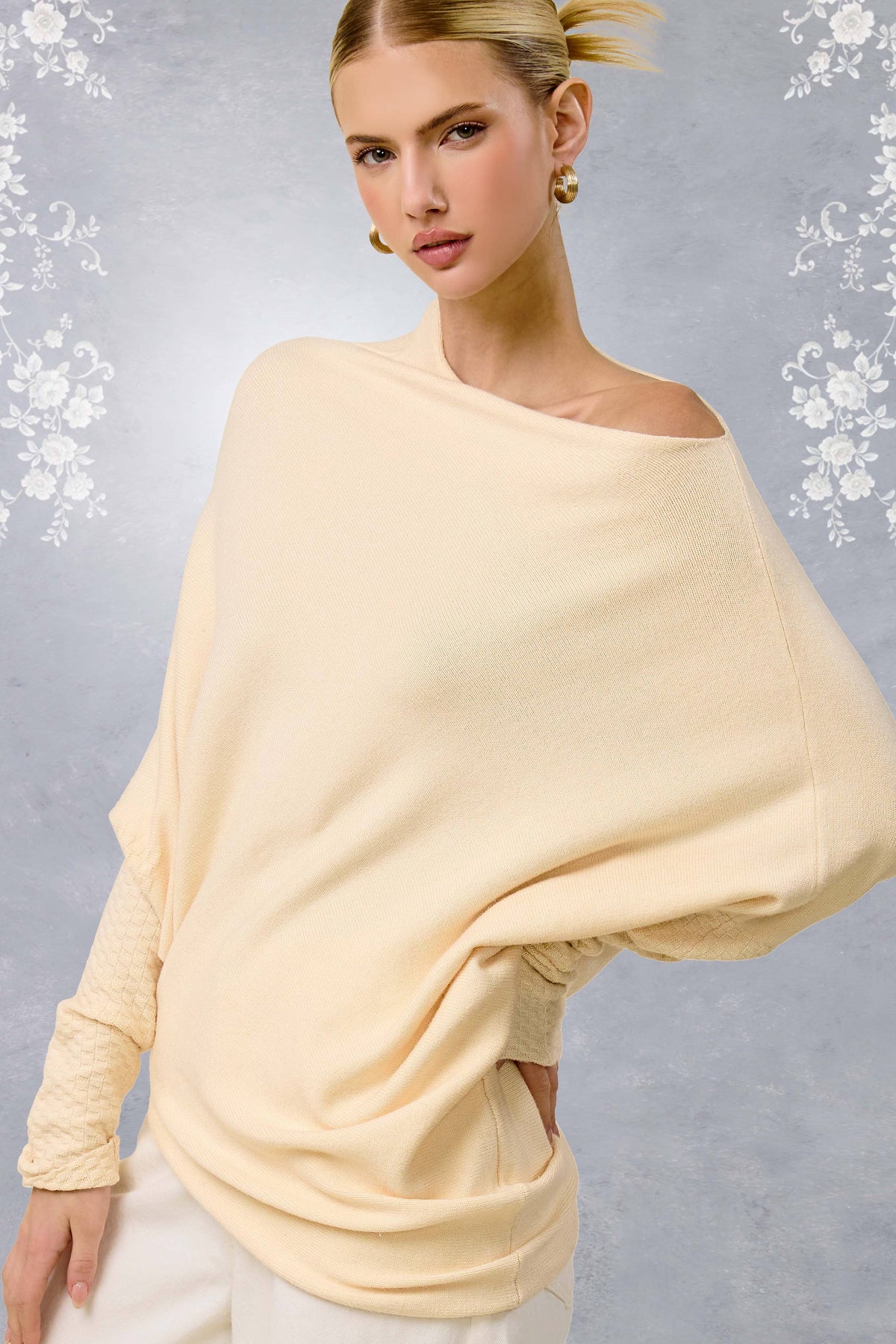 JES3621-Asymmetrical Off-Shoulder Sweater Fall Christmas
