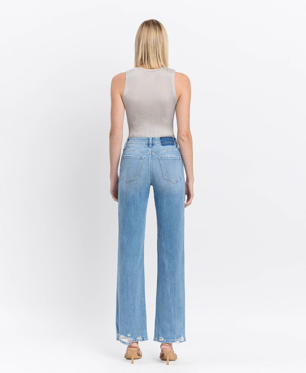 HIGH RISE SLIM WIDE JEANS