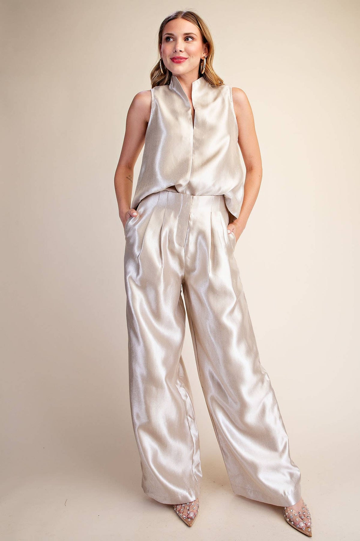 High-Waist Pleated Pants