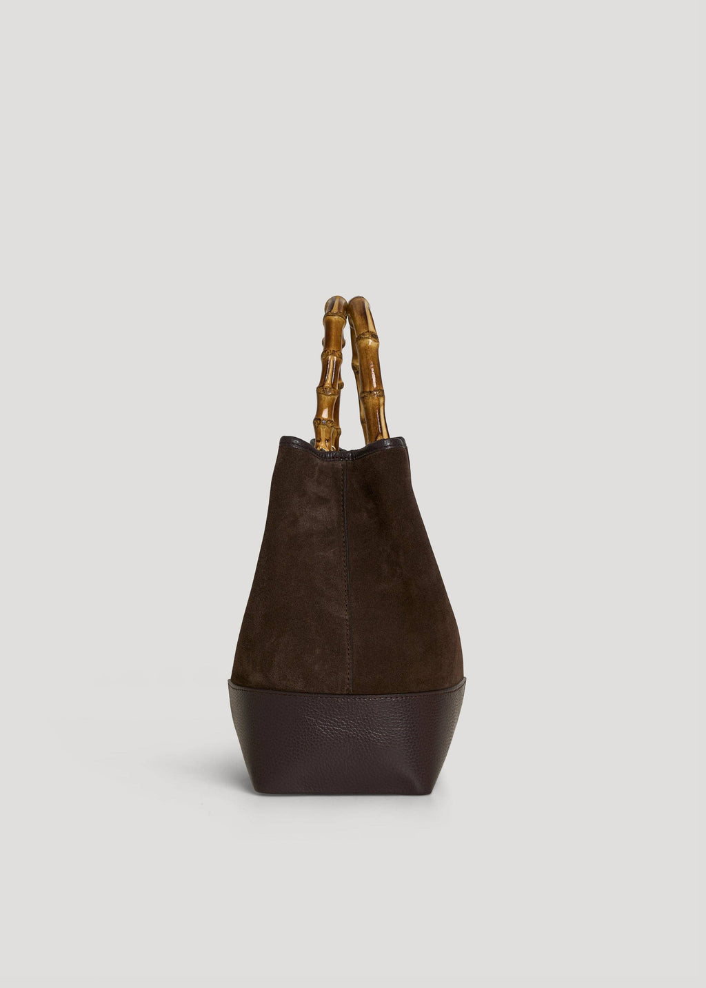 Bamboo Babe Bag in Dark Brown Suede and Leather