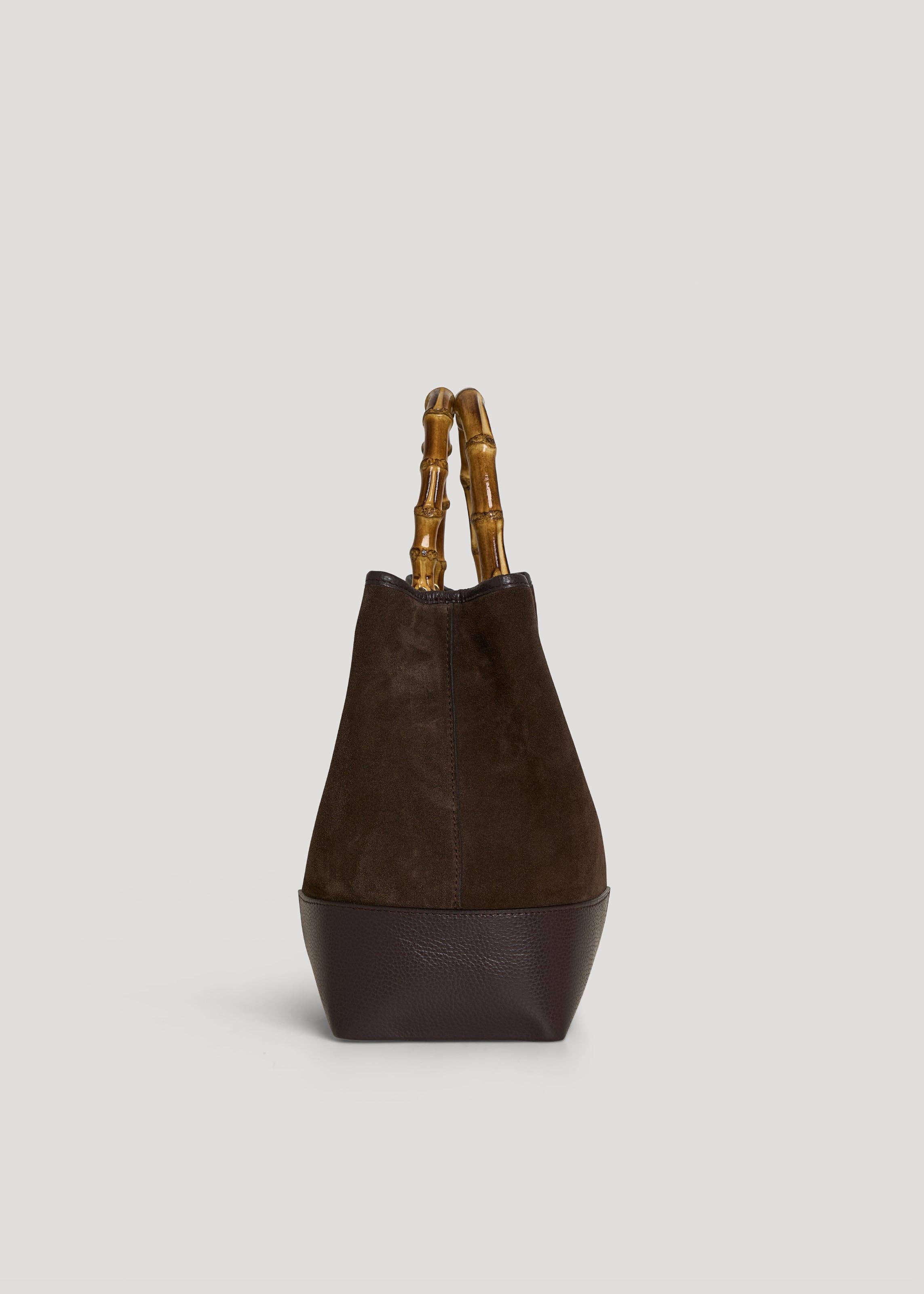 Bamboo Babe Bag in Dark Brown Suede and Leather