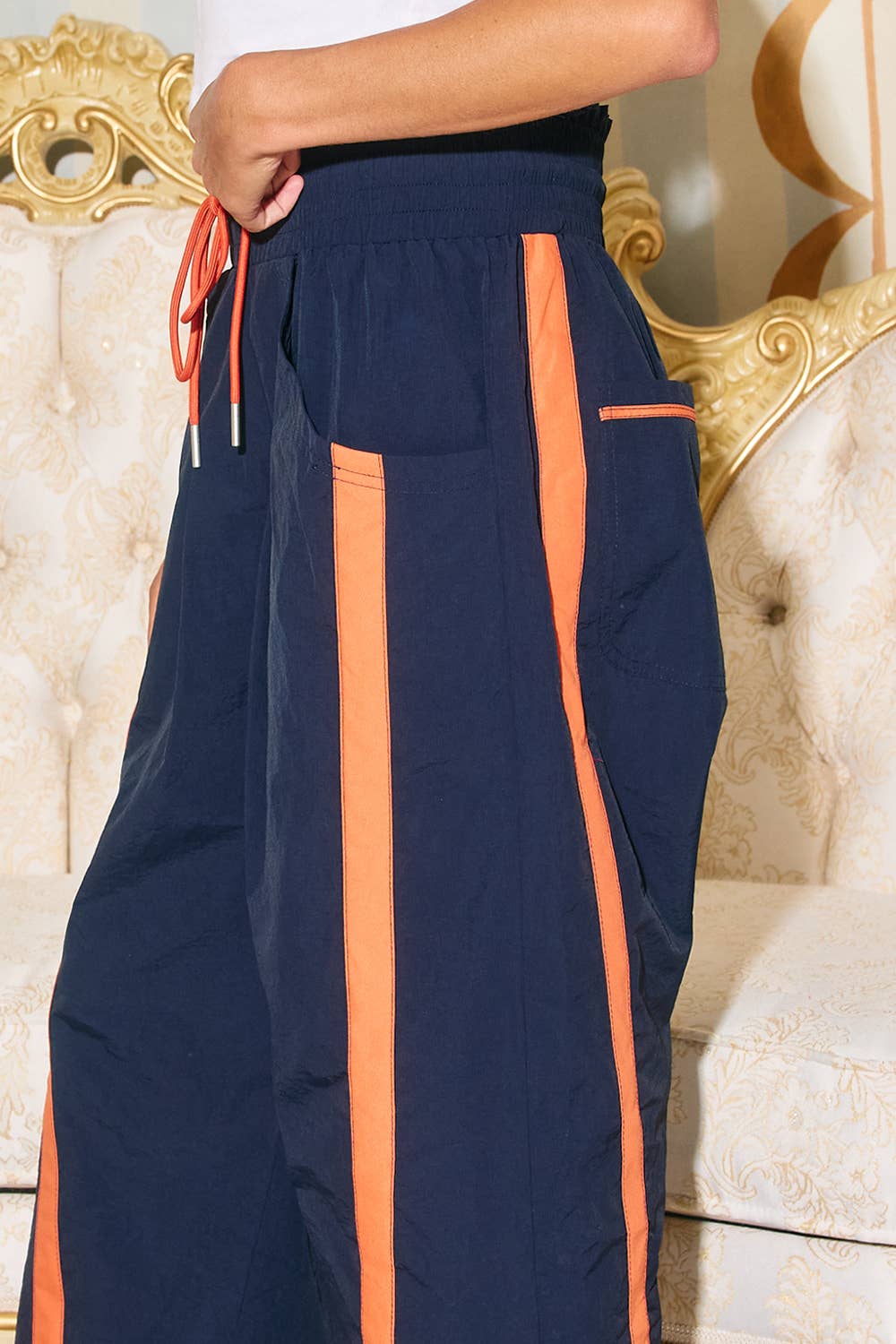 Windbreaker Pants With Contrast Stripe