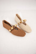 DOROTHY WOVEN TEXTURE SQUARE TOE FLAT