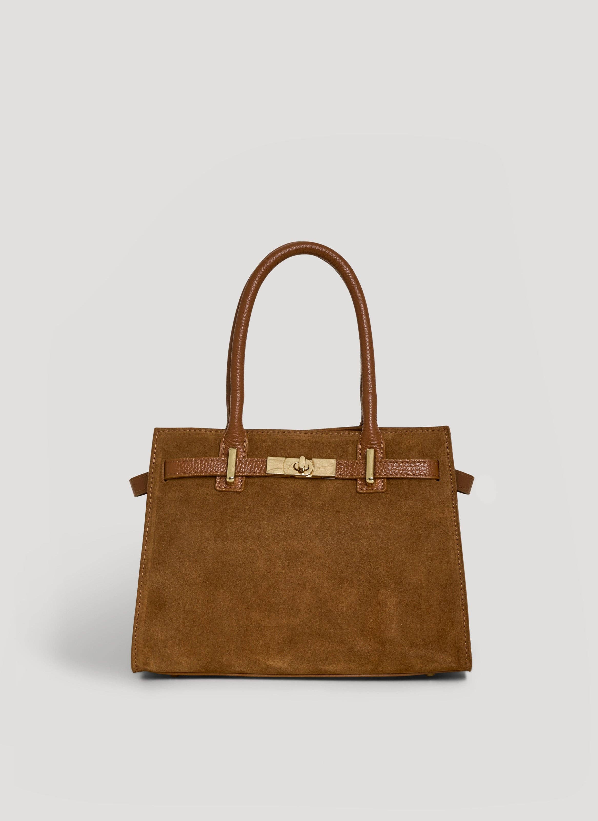 Grace Bag in Tan Suede and Togo Leather