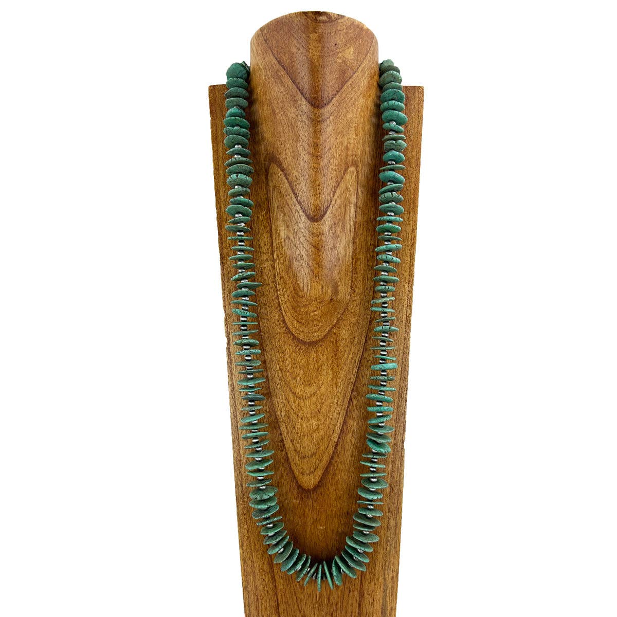 Nature green flat stone necklace