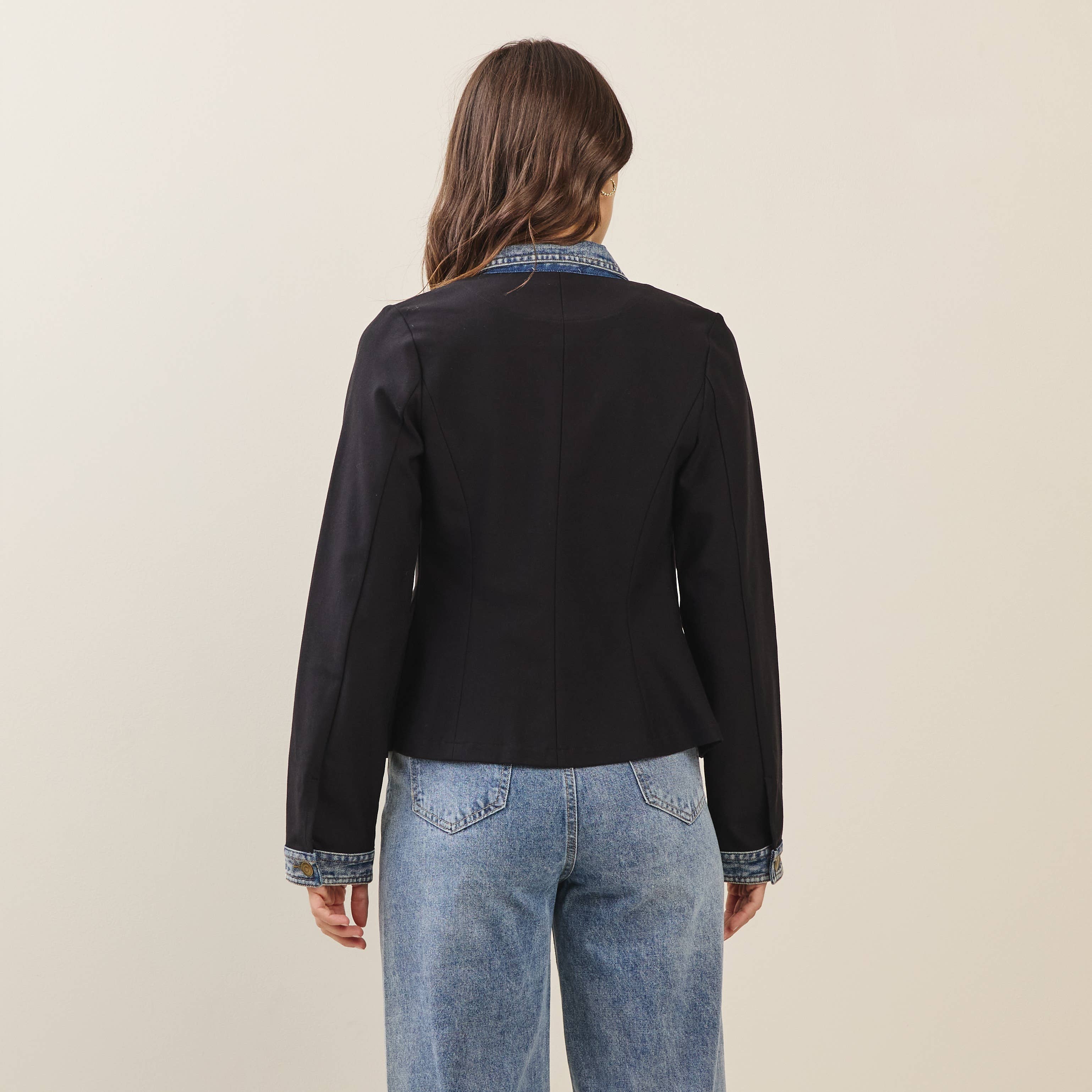 Denim trim jacket