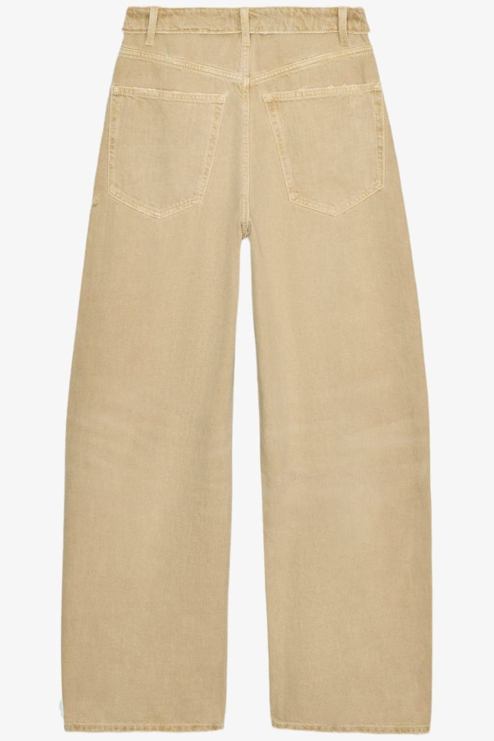 Folded Waist Distressed Baggy Jeans
