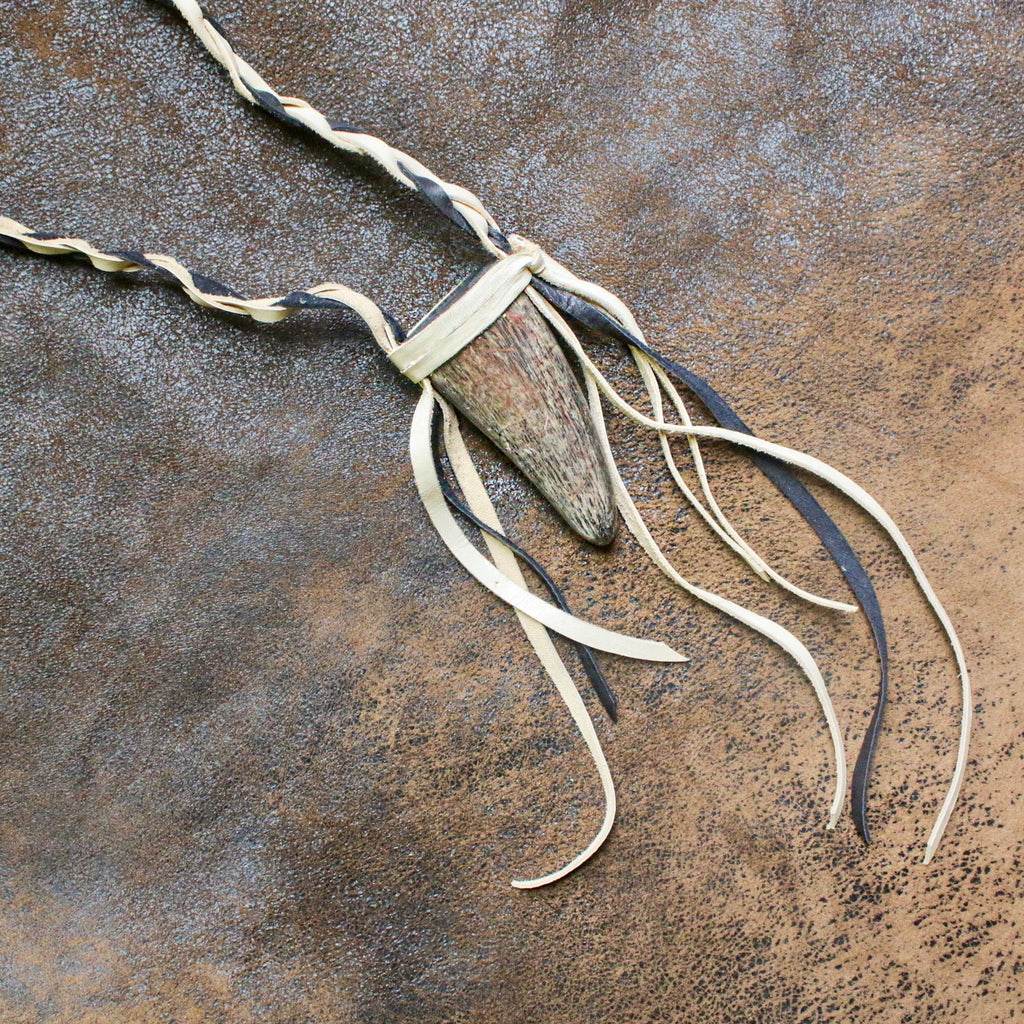 Buffalo Horn Necklace - Cream, Real Horn, Braided Necklace