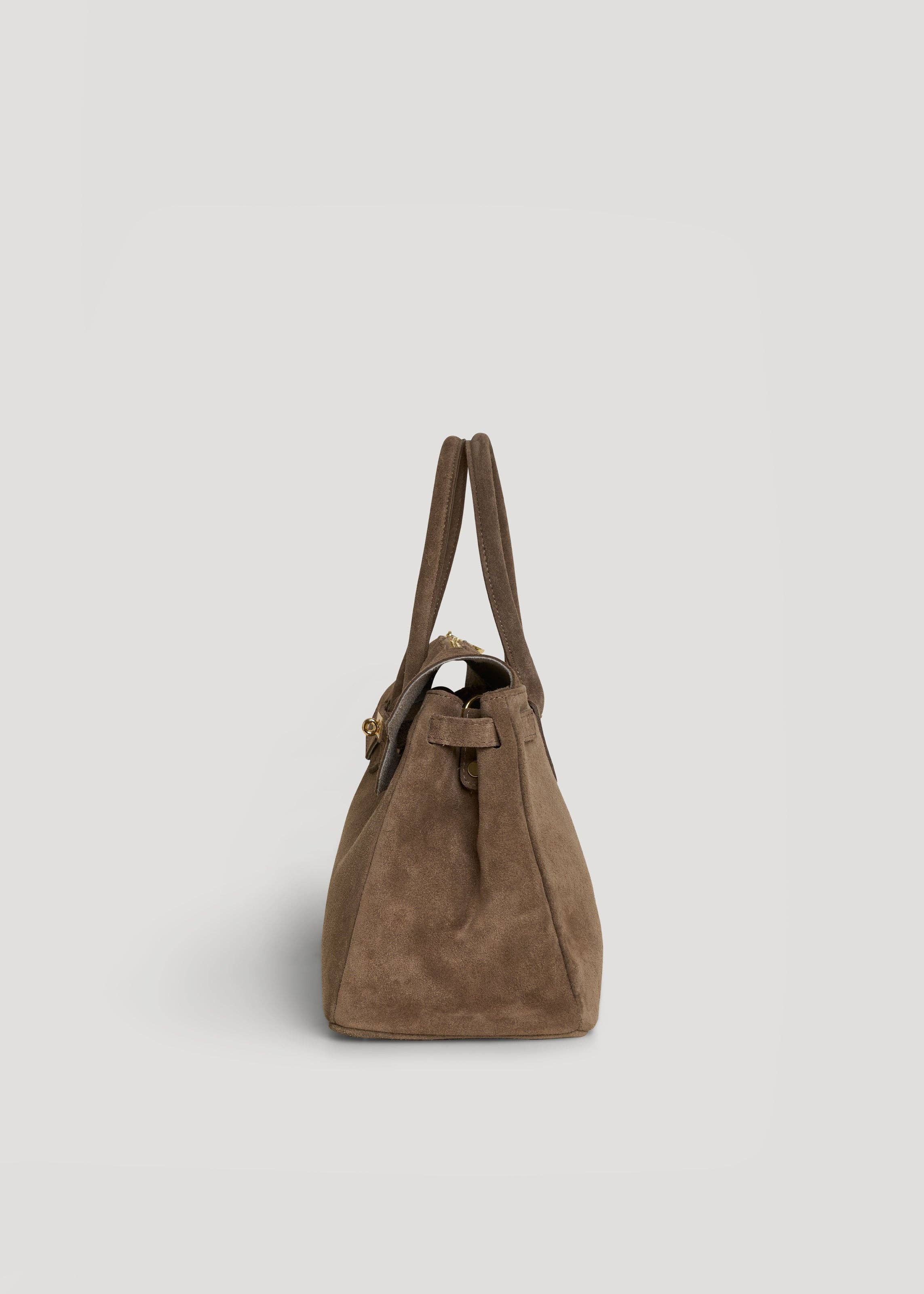 Elizabeth Bag in Taupe Suede and Togo Leather