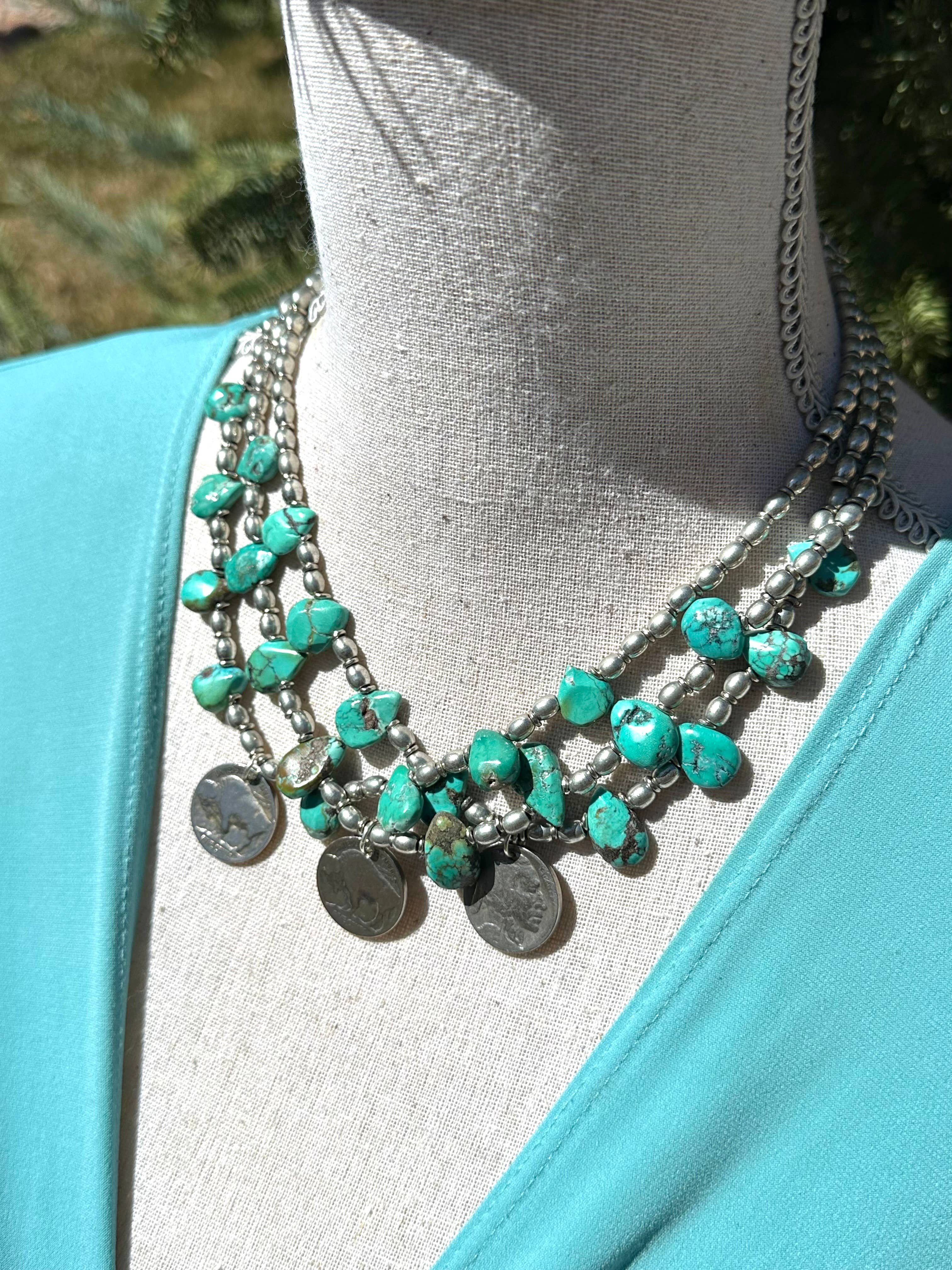 Buffalo Nickel Turquoise Choker