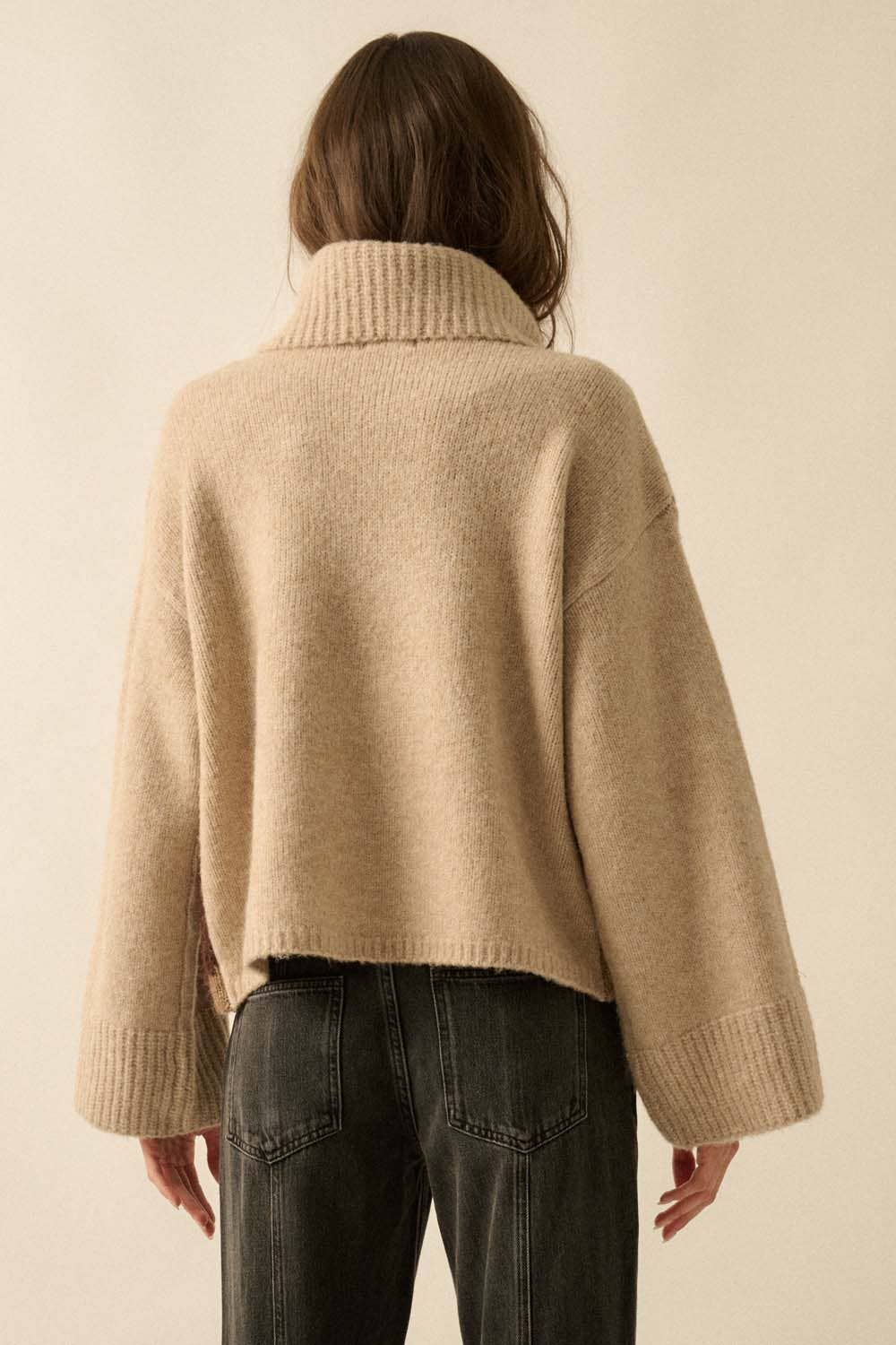 Mountains Fuzzy Jacquard-Knit Turtleneck Sweater