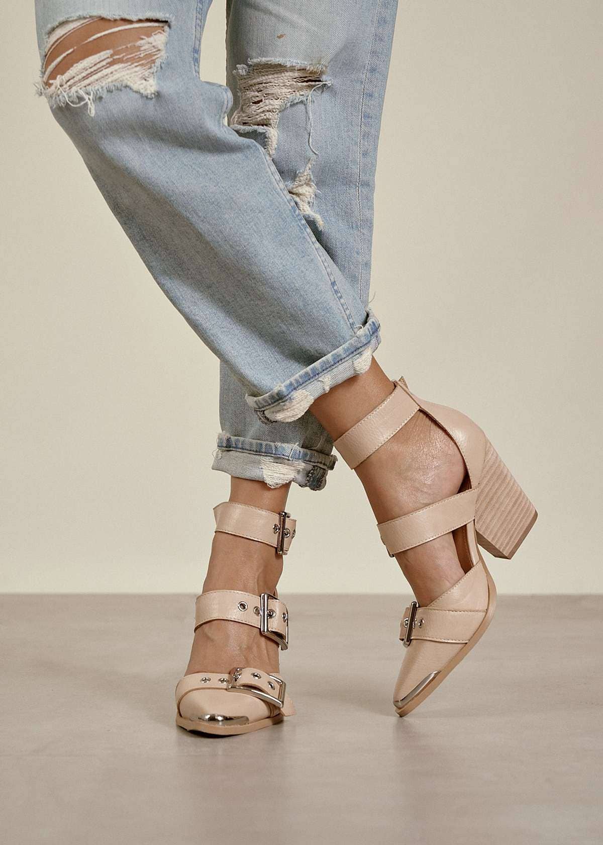 Edgy and Classy Buckle Heels
